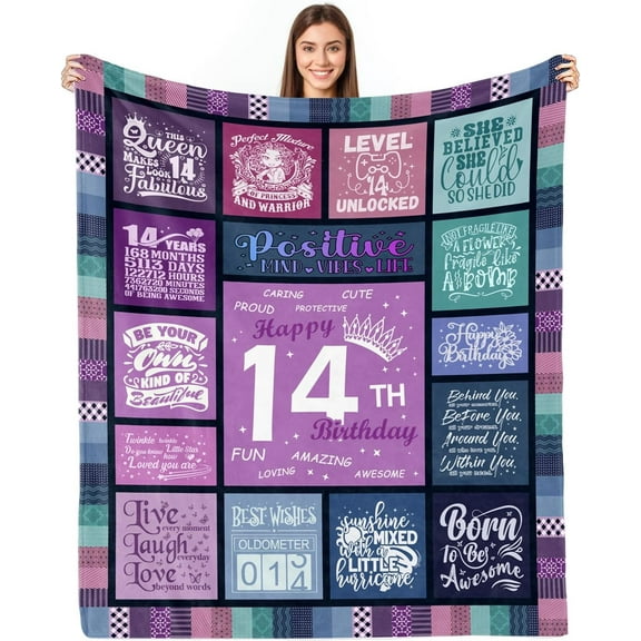 MMYGU Gifts for 14 Year Old Girl Birthday Gifts for 14 Year Old Girl 14 Year Old Girl Birthday Gifts 14th Birthday Gifts for Girls 14th Birthday Decorations for Girls Throw Blanket 30x40in