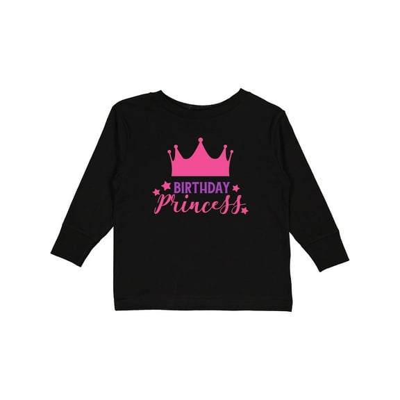 Inktastic Birthday Princess, Little Princess, Crown, Stars Girls Long Sleeve Toddler T-Shirt