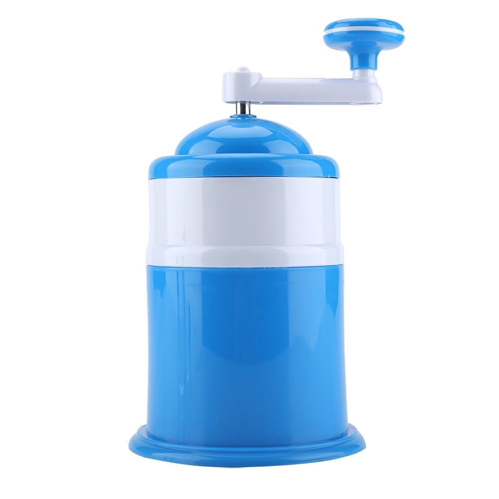 Rupoun Portable Hand Crank Manual Ice Crusher Shaver Snow Cone Maker Machine 10.83 inches / 27.5 cm Household Kitchen Tool for Cold Drinks and Parties Blue and White