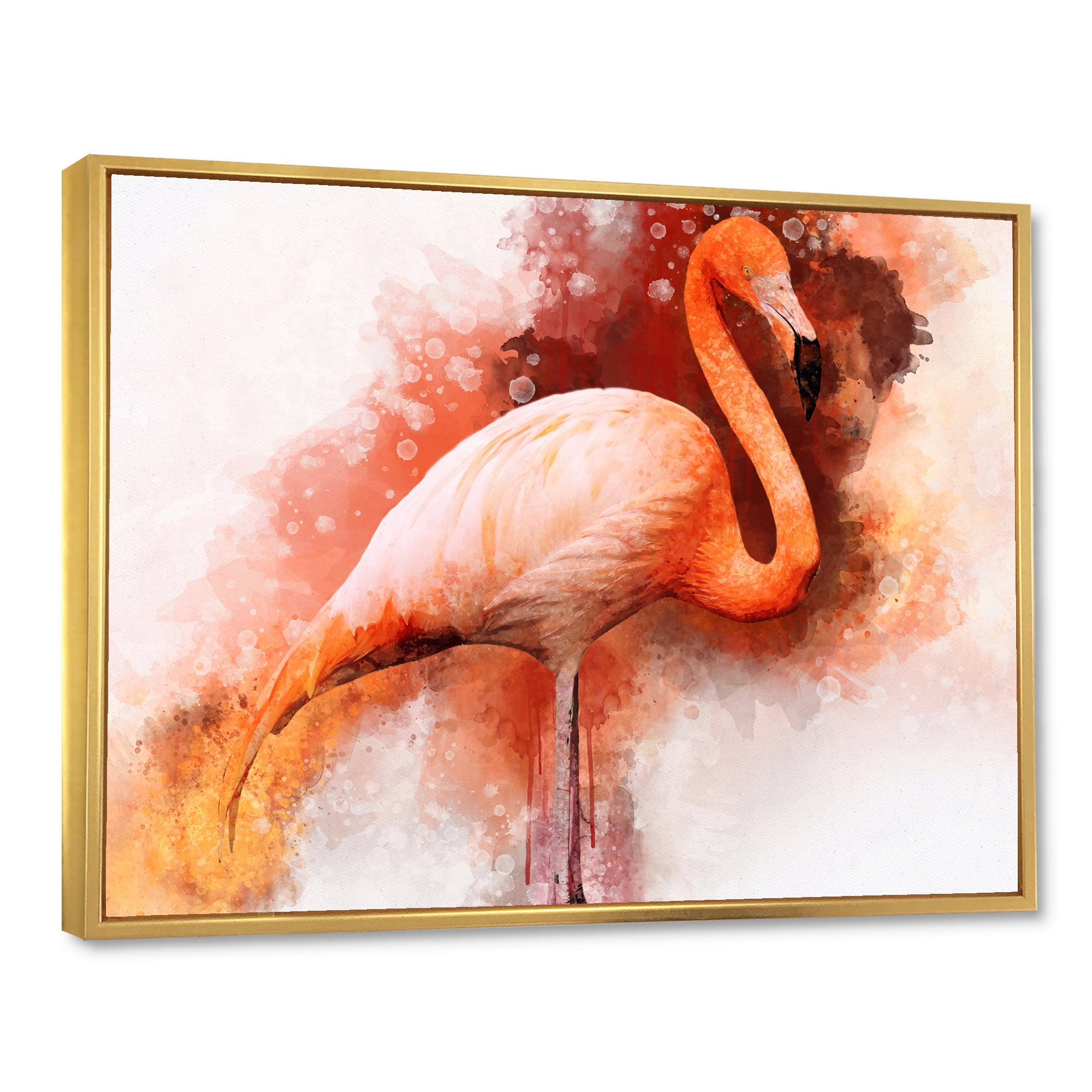 Designart 'Abstract Portrait of Pink Flamingo II' Farmhouse Framed Canvas Wall Art Print