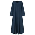 thumbnail image 4 of ChaoHeng Dresses for Women Long Sleeve Trendy Dresses Women's Plus Size Casual Dress Solid Color V Neck Long Sleeve Winter Fall Basic Casual Maxi Long Dress Daily Vacation Dress, 4 of 9