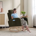 thumbnail image 6 of S-HOME Modern Upholstered Rocking Chair with Solid Wood Legs, High Backrest & Side Pocket - 300 lbs Capacity, 6 of 13