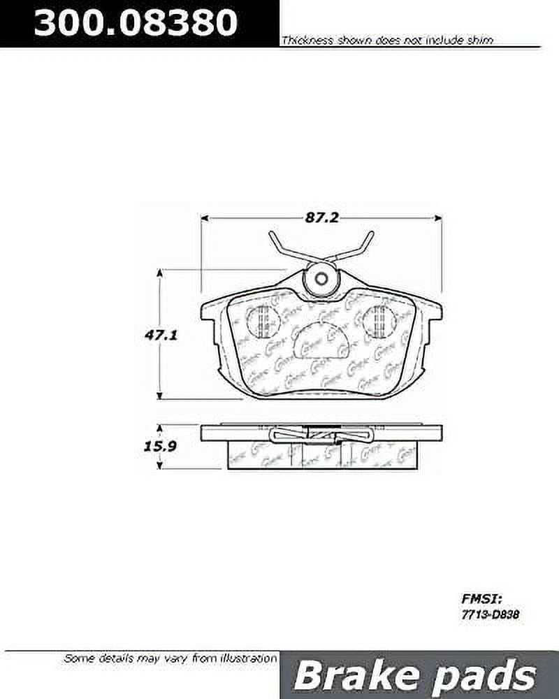 Centric Parts 300.08380 Semi Metallic Brake Pad with Shim