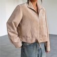 thumbnail image 4 of Chaqueta de Larga con Solapa y Cremallera para Mujer, Estilo Retro de , con Hombros Caídos, para Otoño e Invierno. Rosa XXL, 4 of 9