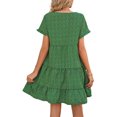 thumbnail image 3 of MAWCLOS Robes Courtes pour Femmes Manches Été Plage Robe d'Été en Mousseline Robe Mini Aguichant Rendez-Vous Col Rond Vert 2TG, 3 of 4
