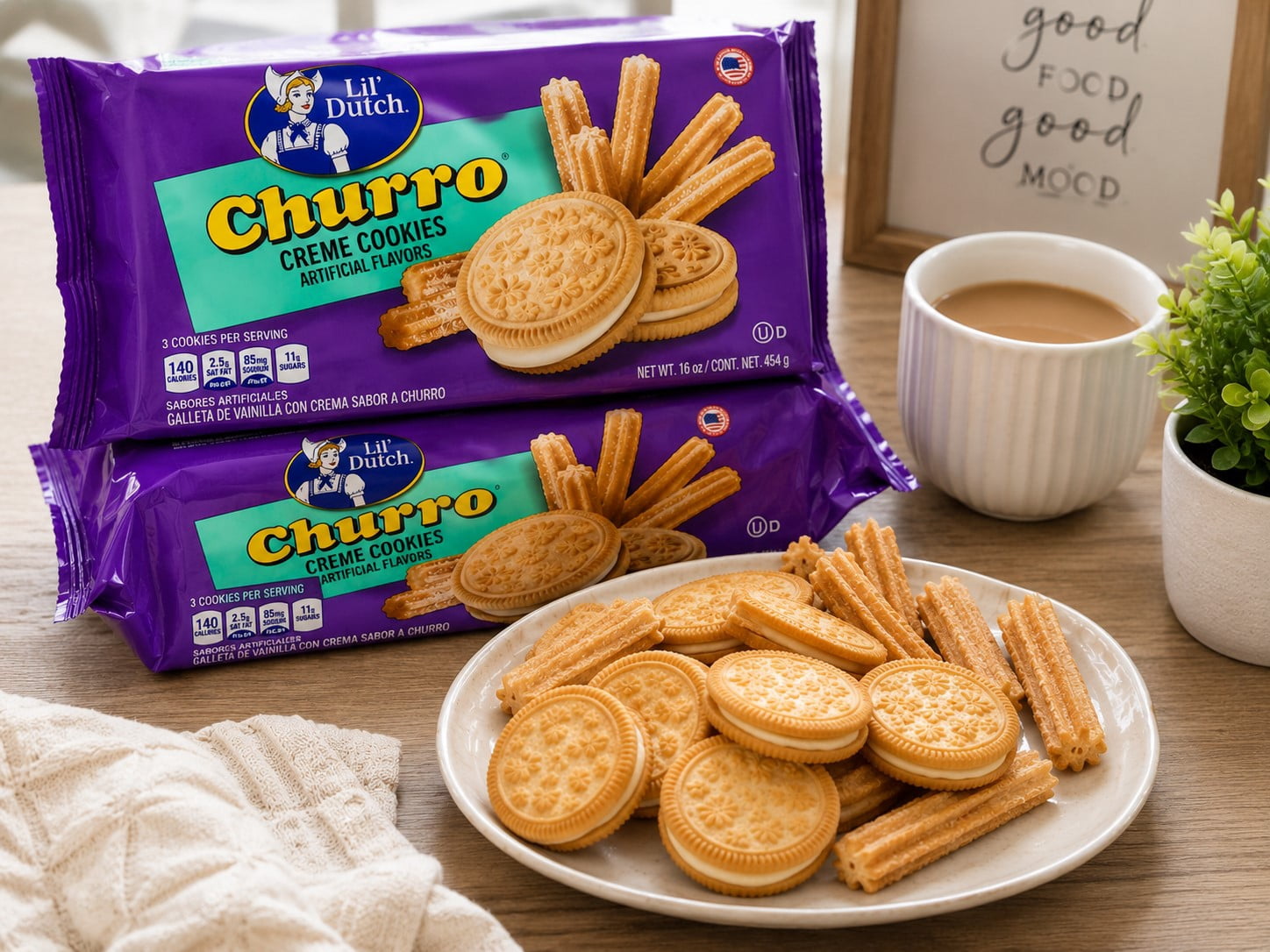 Lil' Dutch Churro Creme Cookies, Artificial Flavors, 16 oz, Pack