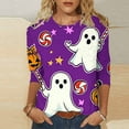 thumbnail image 2 of Enjoytime Halloween Shirts for Women Printed Round Neck 3/4 Sleeves Blouse Casual Plus Size Summer Tops, 2 of 7