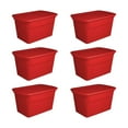 thumbnail image 1 of Sterilite 30 Gallon Durable Stacking Seasonal Storage Tote, Red (6 Pack), 1 of 6