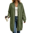 thumbnail image 2 of WIZUTIZ Women's Solid Color Button Front Jacket Mid-Length Long Sleeve Pockets Loose Fit Casual Winter Warm Coat Outerwear, 2 of 7