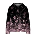 thumbnail image 4 of DeHolifer Womens Sweatshirts Plus Size Long Sleeve Waffle Floral Print Drawstring Hoodies Sweatshirts Loose Casual Fashion Pullover Tops Hot Pink 4XL, 4 of 6