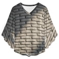 thumbnail image 4 of White Brick Stone Wall Women's V-Neck Blouse With 3/4 Ruffled Bell Sleeves Casual Top Ladies Blouses, 4 of 7