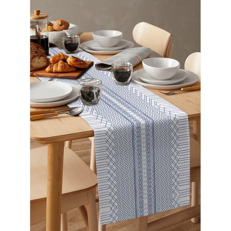 modern dresser runner Martha Stewart Honeycomb Modern Farmhouse Reversible Table Runner, Natural, 15"x72"