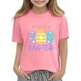 thumbnail image 6 of SERTG Girls Easter Floral Bunny Print Short Sleeve T Shirt Soft Lightweight Crew Neck Tee Casual Regular Fit Breathable Comfortable Spring Top Fashion Holiday T Shirt(Pink#1,3-4 Years), 6 of 8