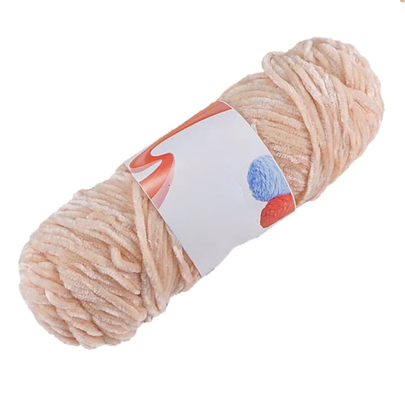 Plush Chunky Chenille Yarn, Fluffy Velvet Yarn for Crocheting, Soft Thick Bulky Yarn for Knitting and Making Clothes, Scarves, Blankets, Cushions (Beige)