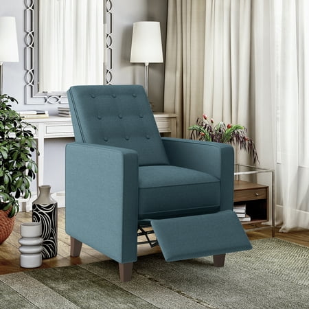Homesvale Van Pay Button Tufted Pushback Caribbean Blue Recliner