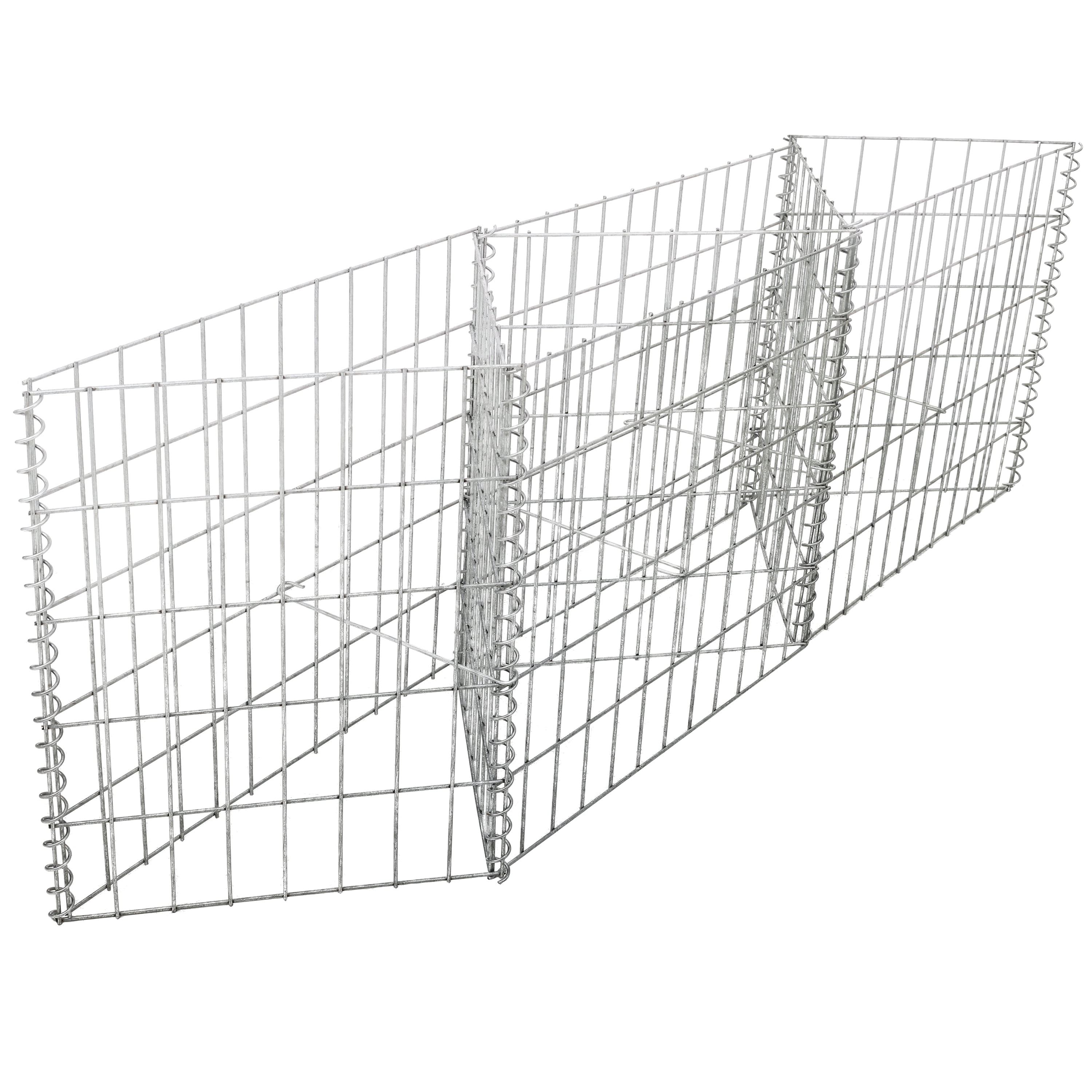 Galvanized Gabion Basket Planter, 47.25" x 11.88" x 19.63" Heavy Duty Wire Cage, 4-Compartment Stone Wall Landscape for Garden Retaining Wall Patio