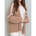 thumbnail image 4 of Women'S Oversized Cardigan Sweaters Fall Long Lantern Sleeve Knit Open Front Khaki L, 4 of 8