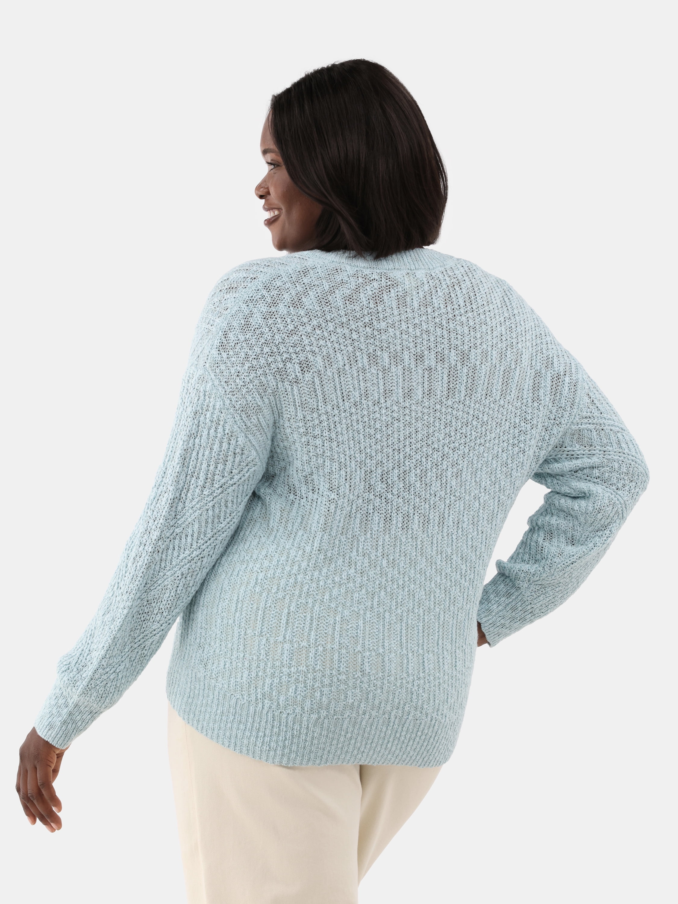 Terra & Sky Women's Plus V-Neck Sweater, Midweight, Sizes 0X-5X