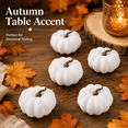 thumbnail image 2 of Mini Artificial Pumpkins 5 Pack, White Foam Pumpkins, Small Fall Table Decorations for Thanksgiving Halloween Mantel Tray Bowl Home Decor, 2.7*1.9in, 2 of 7