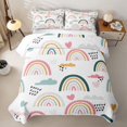 thumbnail image 2 of Erosebridal Cartoon Rainbow Cloud Quilt Full for Boys Girls, Cute Love Heart Full Bedspread Sets, 3-Piece, 2 of 7