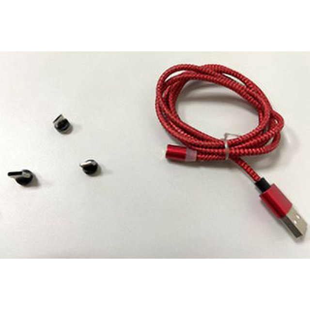 Charging Cable Phone Braided Detachable detachable charging Cord USB 360 Degree Rotating Cable, Red, Cable, 3pcs Connector