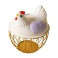 thumbnail image 4 of Cesta de huevo de pollo huevo contenedor titular de alambre de hierro portátil huevo de pollo titular encimera de recogida de huevos cesta para , Raya dorada violeta, 4 of 8