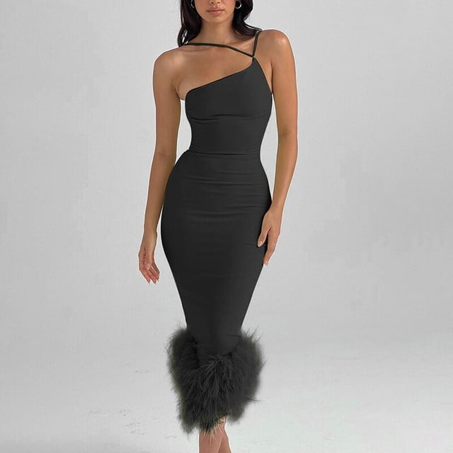 SMihono Robe Maxi Bohème d'Été pour Femmes Grande Taille Robe à une Épaule Dos Nu Sexy Robe Longue Sirène Sans Manches Robe de Plage