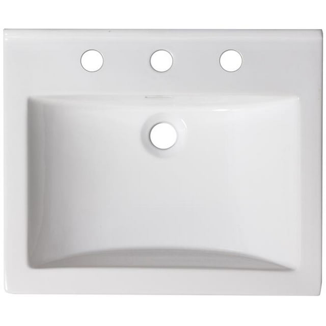 American Imaginations AI-22376 21.5 in. Rectangle 3H8 in. Ceramic Vanity Top Set, White