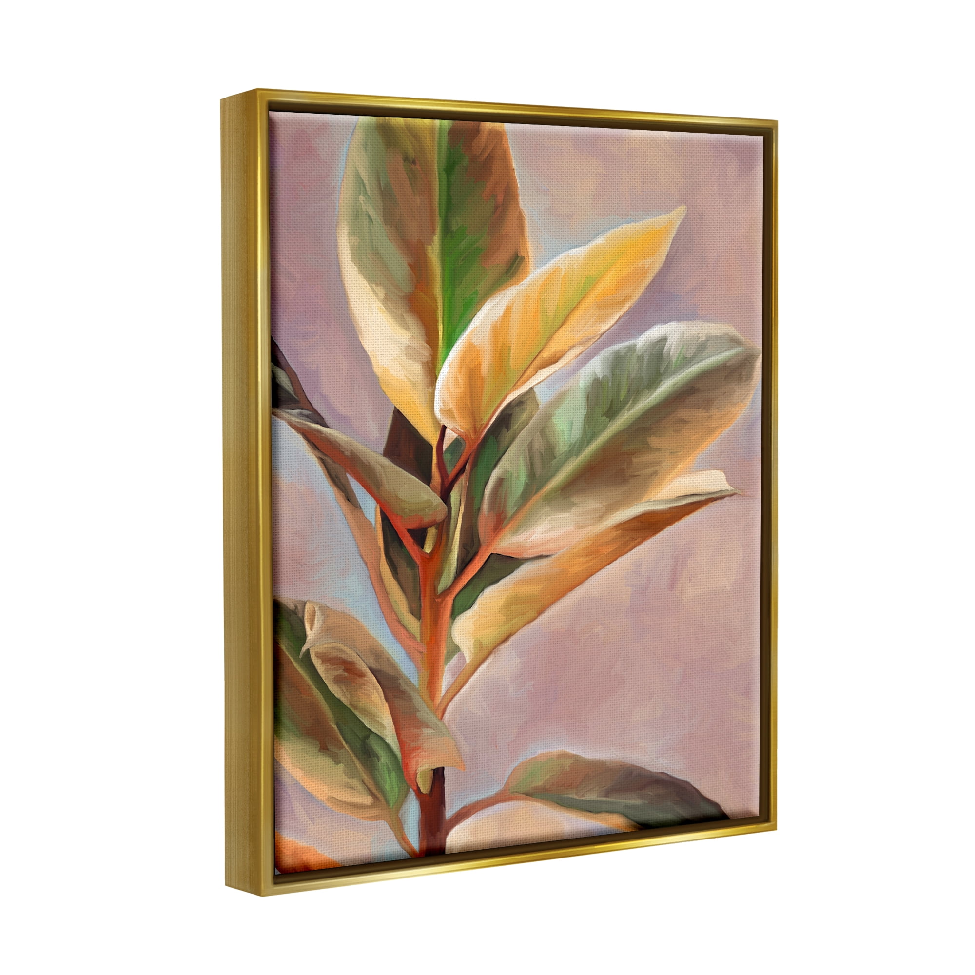 Stupell Industries House Plant Painting Botanical & Floral Painting Gold Floater Framed Art Print Wall Art, 17 x 21