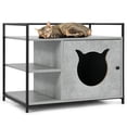 thumbnail image 3 of Demi Bonn 30" Hidden Cat Litter Box Enclosed Furniture, Indoor Wood Cat House with Iron Sturdy Structure, Gray, 3 of 8