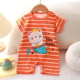 thumbnail image 2 of Splozh Toddler Summer Pajamas 3 6 9 12 18 Months Summer Clothes for Newborn Cotton Short Sleeved Thin Romper Baby Bodysuit,Orange,6-9 Months, 2 of 7