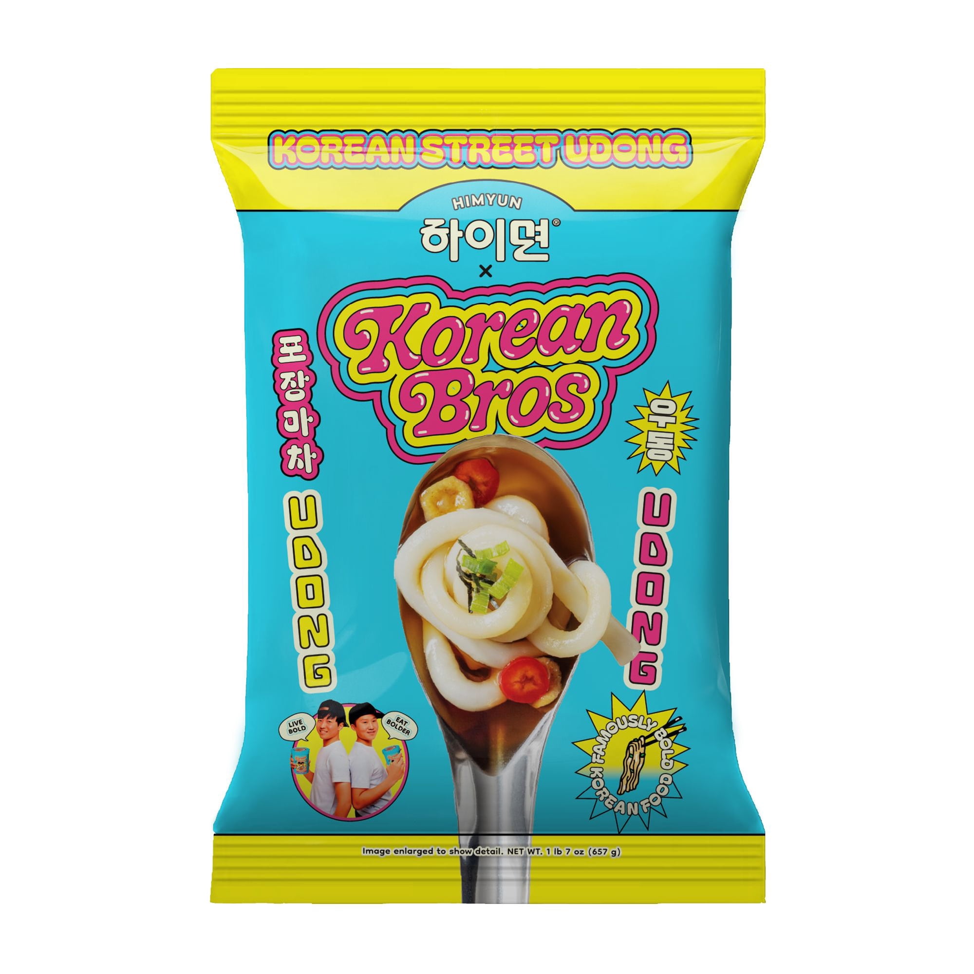 Korean Bros Korean Street Udong Noodles (1 Pack) – Thick, Chewy Stir-Fry Style Noodles, 3 Servings