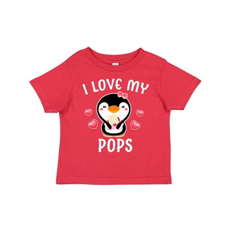 

Inktastic I Love My Pops with Cute Penguin and Hearts Gift Toddler Toddler Girl T-Shirt