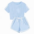 thumbnail image 2 of NOLDARES Kid Toddler Girl Clothes Summer Ruffle Sleeve Figure Graphic Shirt + Shorts Summer Outfits Set(Sky Blue,5-6 Years), 2 of 6