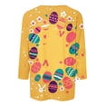 thumbnail image 5 of Womens Easter Outfit Cute Easter Bunny Shirts 3/4 Sleeve Printed Blouses Crew Neck Casual Tunic Tops Loose Fit Comfy T-Shirt, 5 of 5