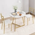 thumbnail image 2 of Dining Table Set for 2, Round Kitchen Table and 2 Chairs, Metal Frame, 3 Piece Kitchen Table Set for Small Space, Apartment, Studio, 2 of 6