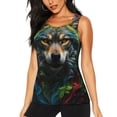 thumbnail image 1 of Fotbe Realistic Style Colorful Wolf Blusas Sin Mangas para Mujer – Estilo Casual, Corte Suelto, Slim-Fit, Cuello Redondo Deportivo, Tops de Verano para Gimnasio y Yoga-Large, 1 of 7