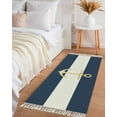 thumbnail image 3 of Navy Blue Nautical Entryway Runner Rug 2x4ft,Gold Boat Anchor Geometric Stripe Washable Woven Living Room Hallway Bedroom Kitchen Carpet with Tassels,Indoor Outdoor Throw Door Mat for Entryway, 3 of 5