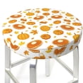 thumbnail image 3 of KLL Pumpkin Maple Leaves Round Bar Chair Cushion Cover ,Bar Stool Protector with Elastic, Soft Washable, 3 of 6
