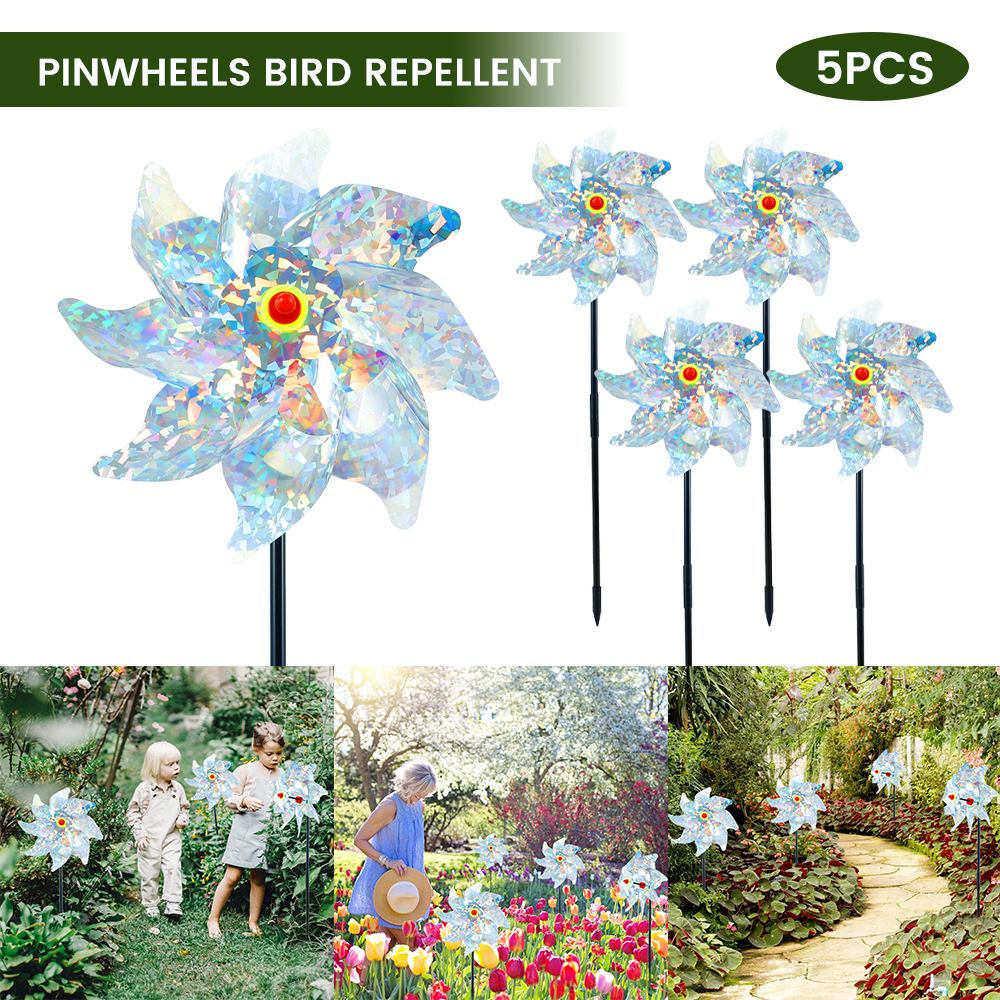 Kuphy Bird Blinder Repellent Pinwheels Effectively Keep Birds Away