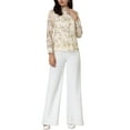thumbnail image 2 of Unique Bargains Women's Floral Pleated Ruffled Stand Collar Long Sleeve Blouse White S, 2 of 6