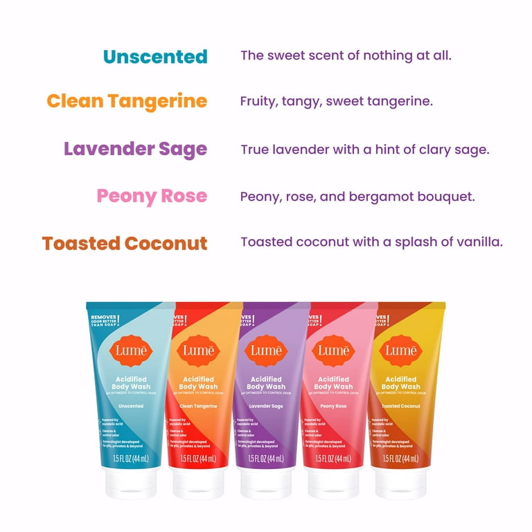 Lume Acidified Body Wash - 24 Hour Odor Control - Removes Odor Better than  Soap - Moisturizing Formula - SLS Free, Paraben Free - Safe For Sensitive  Skin - 8.5 ounce (Clean Tangerine) Clean Tangerine 8.5 Ounce (Pack of 1)