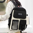 thumbnail image 7 of ibiyuan School Backpack Middle High School Teen Easy-Clean Trendy Shoulder Bookbag Large Capacity with Pockets Printed Back To School School /college/class,One Size,Black, 7 of 7