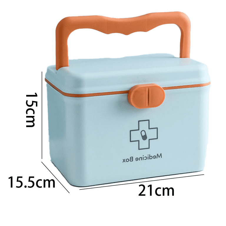 PENGKE Medicine Box with Portable Handle,First Aid Safe Medication Storage  Box for Family Use,3Layers Emergency Medicine Kit Case Organizer for