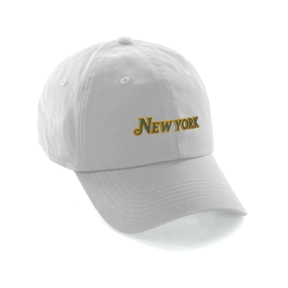 Daxton USA States Golf Dad Hat Cap Cotton Unstructure Low Profile Strapback, White Hat New York