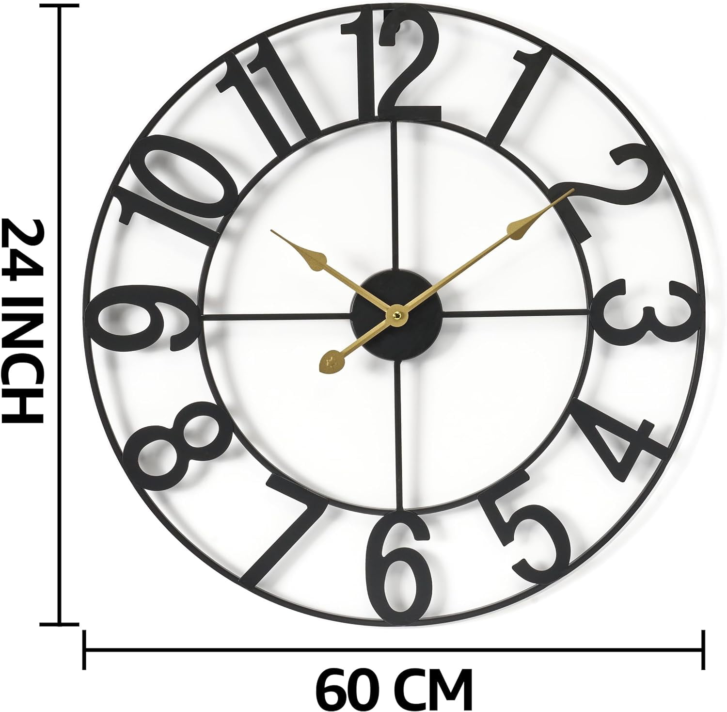 Sorbus 24in Large Wall Clock, Analog Battery Operated, Black, Living Room & Kitchen