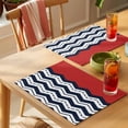 thumbnail image 4 of Black Chevron Placemats Set of 4 Geometric Navy Blue White Sea Wavy Striped Place Mats Indoor Wipeable Table Mats Washable Cloth Dining Table Placemats for Kitchen Holiday Party Home Decor 13x19 Inch, 4 of 9