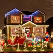 GLUAAE Christmas solar lights 39ft 100 LED Waterproof Outdoor Decoration Lighting for Patio,Lawn,Garden,Holiday,Christmas, Decorations (Multi-color)-2Pack