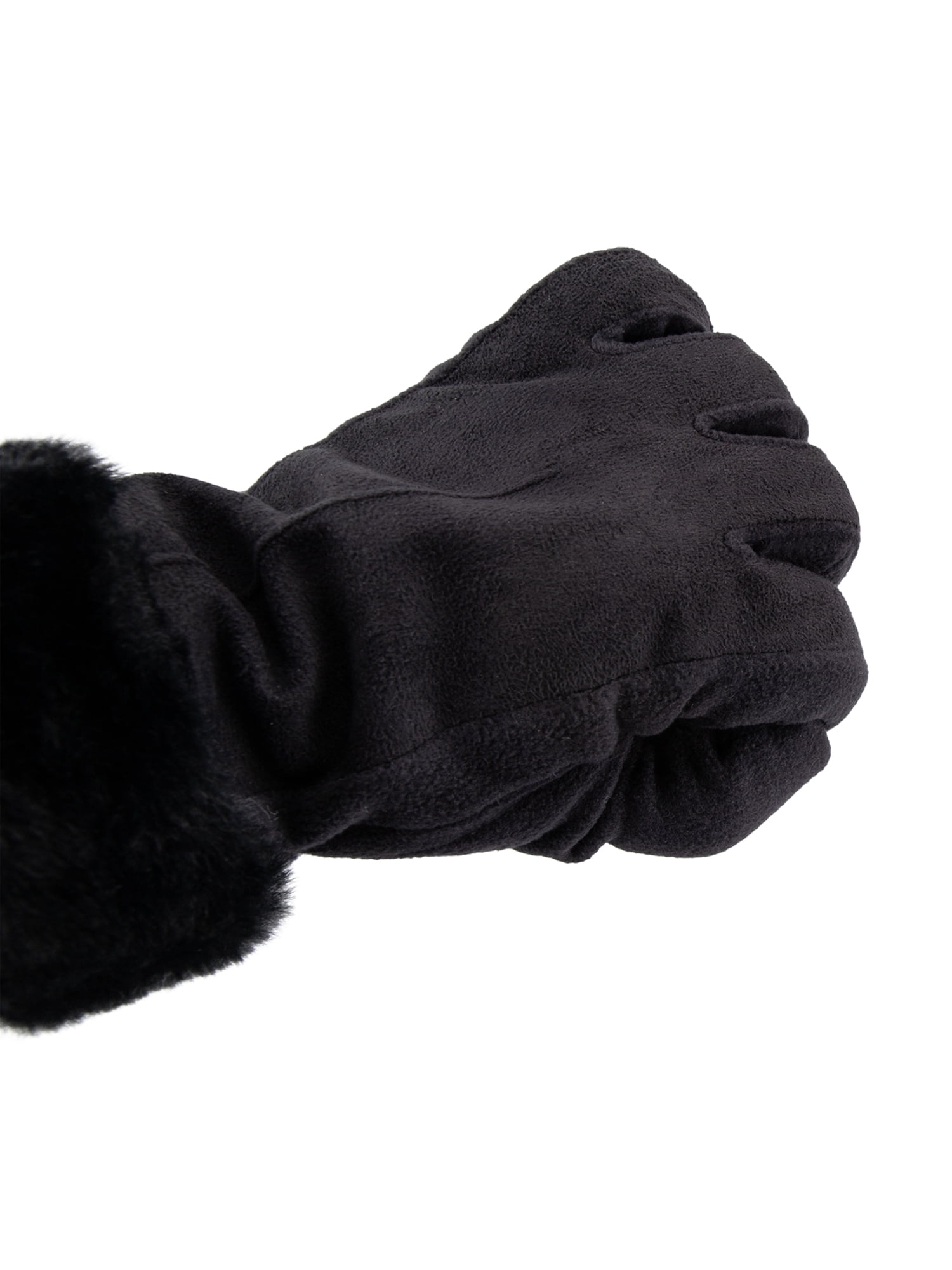 Isotoner Women's Water Reppellent Microsuede Gloves with Faux Fur Cuff