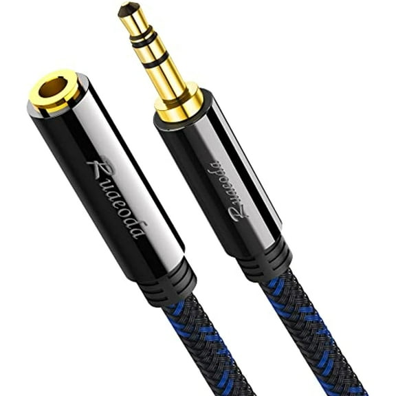 AUX Extension Cable 20 Feet,Ruaeoda Foil & Braid Shielding 3.5mm Stereo Audio Headphone Auxiliary Extension Cable 20 Foot Nyl